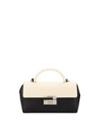 Two-tone Faux Top Handle Bag