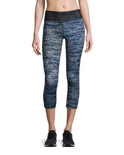 Zip-pocket Performance Capri Pants, Starry Night Print