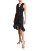 Candy Ruched Floral Embroidered Dress
