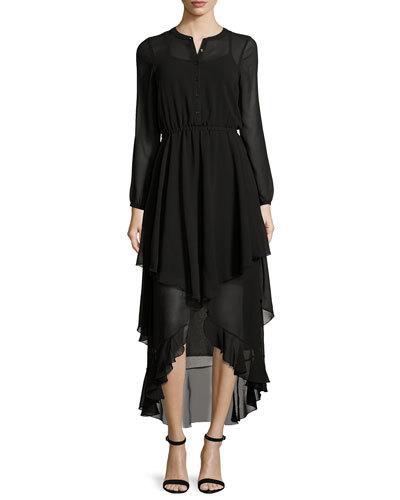 Boho Chiffon Shirtdress, Onyx