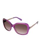 Square Sunglasses W/ Diamond-cut Detail, Pink