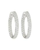 18k White Gold 3-row Diamond Hoop Earrings