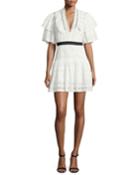 Broderie Anglaise Striped Cotton Cocktail Dress