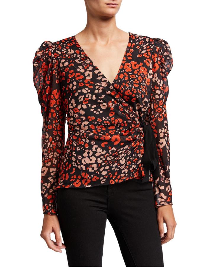 Lissa Long-sleeve Leopard-print Top