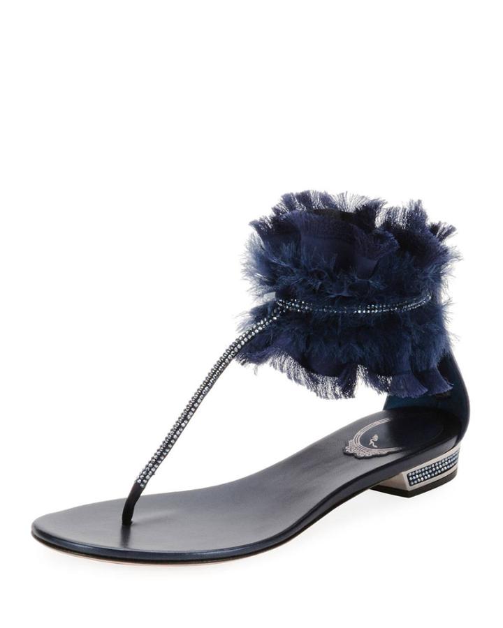 Flat Sandal With Satin Ankle Cuff
