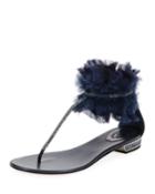 Flat Sandal With Satin Ankle Cuff
