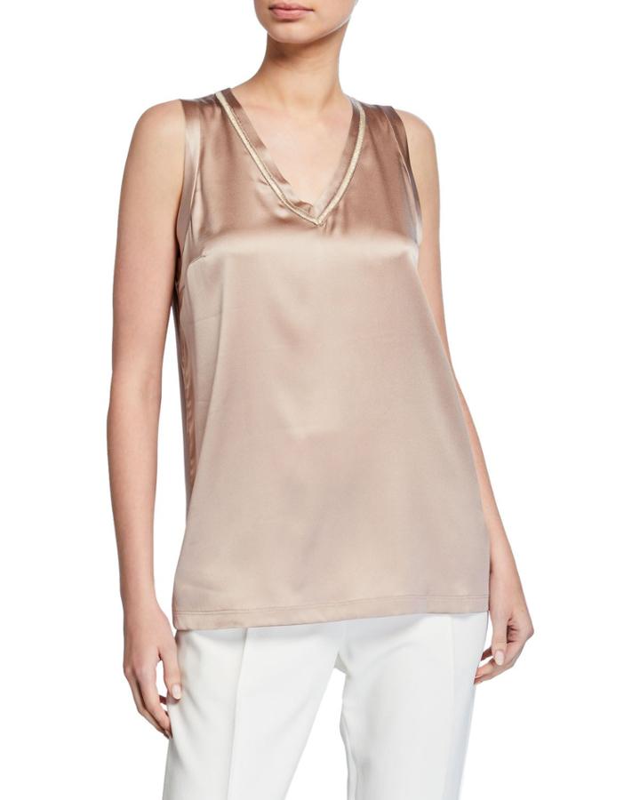 Monili Beaded Satin V-neck