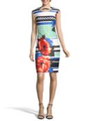 Mixed-print Choker Bodycon Dress