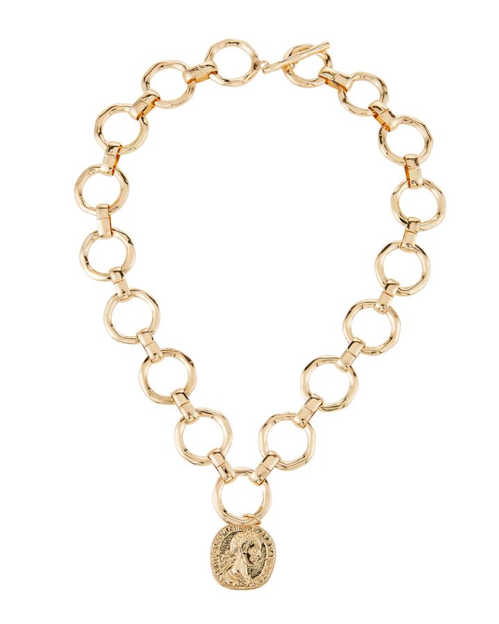 Circle-link Coin Collar Necklace