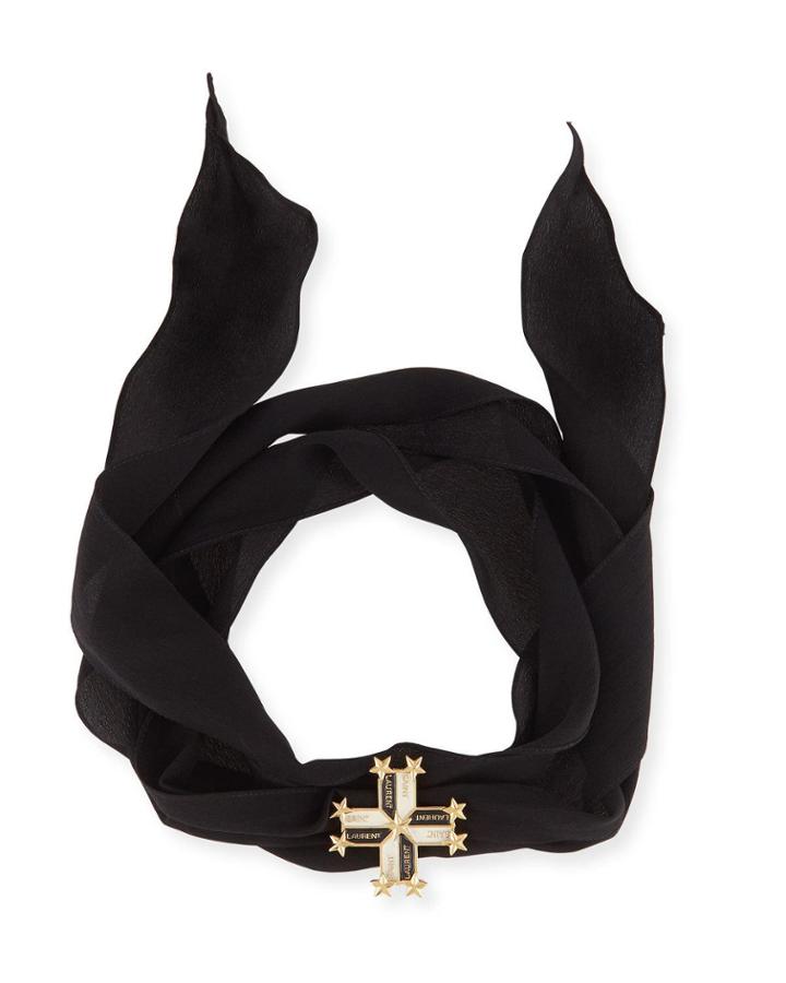 Self-tie Army Cross Medal Choker Necklace