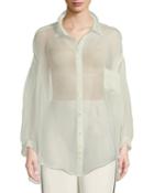 Oversized Silk Organza Button-front