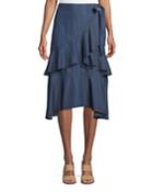 Tiered-ruffle Chambray Wrap