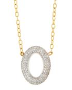 Medium Vertical Galahad Diamond Oval Pendant Necklace