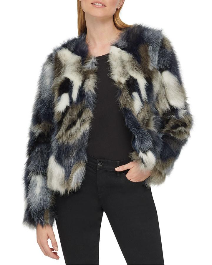 Pieced Shag Faux Fur Jacket