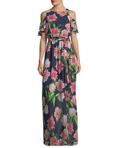 Floral-print Cold-shoulder