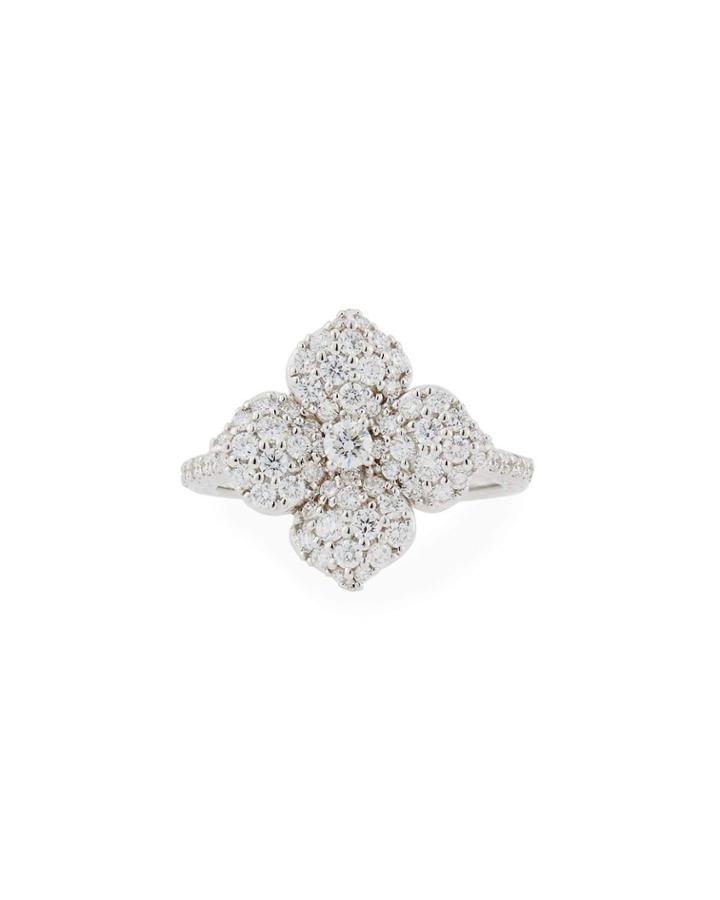 18k White Gold Pav&eacute; Diamond Flower Ring,