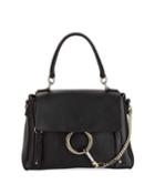 Faye Small Calfskin Top-handle Bag, Black