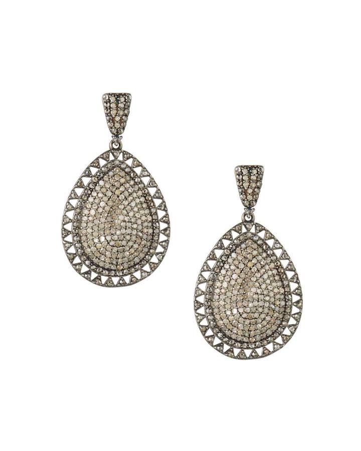 Champagne Diamond Pave Teardrop Earrings