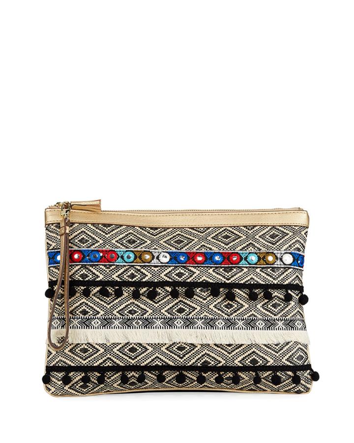 Baja Embellished Woven Clutch Bag