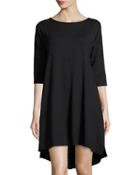 Half-sleeve Fishtail Dress, Black
