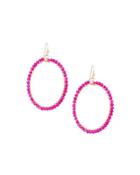 Wire-wrapped Crystal Circle Drop Earrings, Pink
