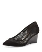 Langley Suede Lace Wedge Pump