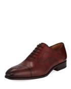Leather Brogue Wing-tip Oxford