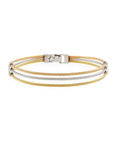 Three-row Split Cable Bangle, Two-tone