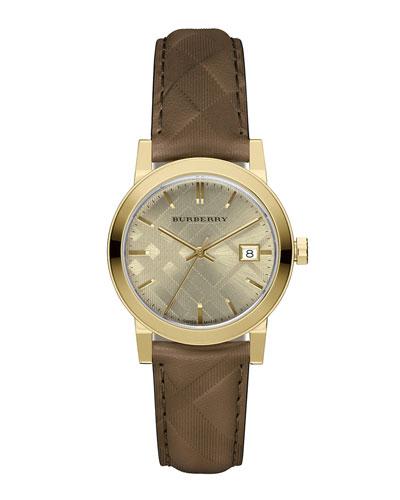 34mm The City Round Check Watch W/