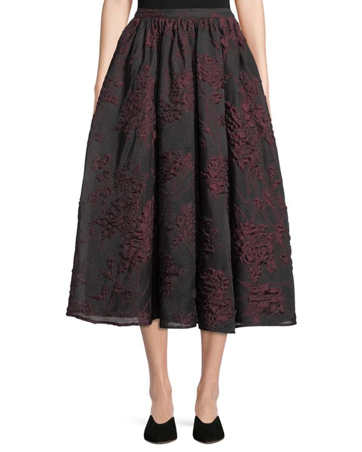 Floral-jacquard A-line