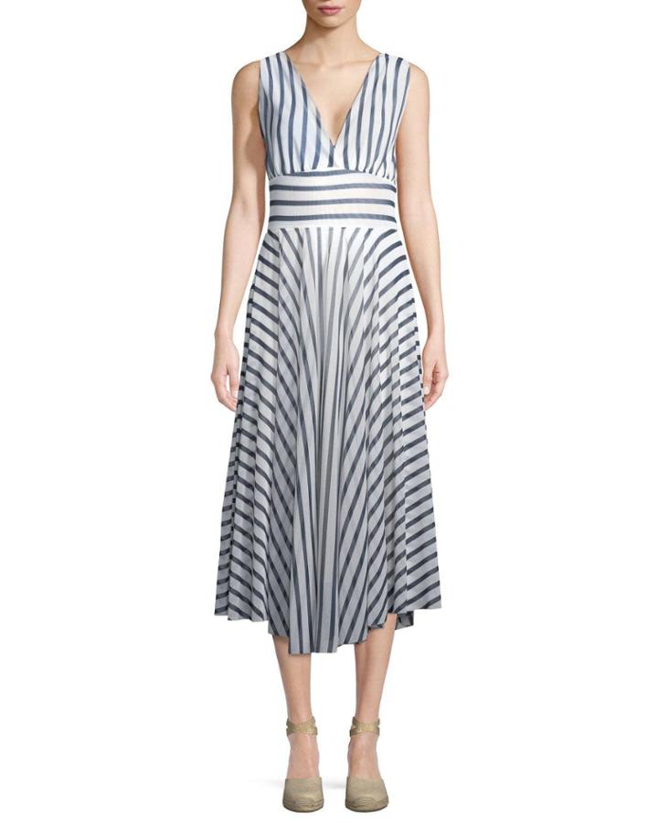 Striped Hollywood V-neck Dress