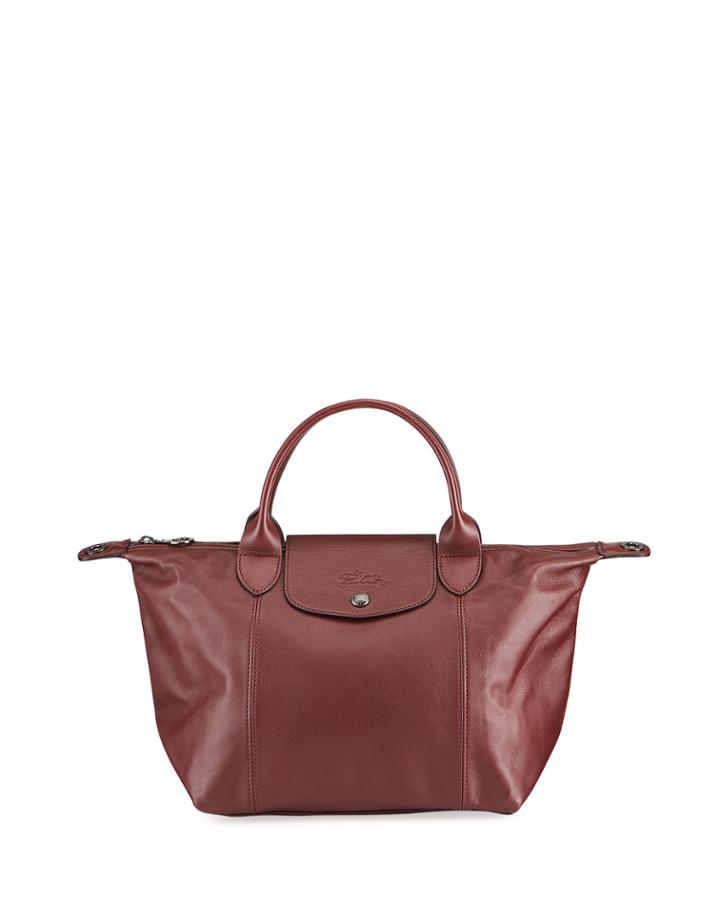 Le Pliage Cuir Small Leather Tote Bag