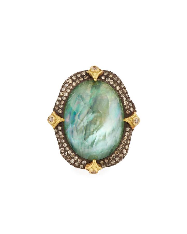 Oval Crivelli Triplet Ring W/diamonds,
