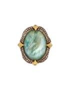 Oval Crivelli Triplet Ring W/diamonds,