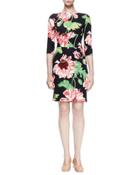 Ada Floral-print Sheath Dress, Black