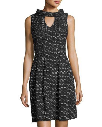 Knit-jacquard Keyhole Dress