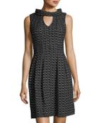 Knit-jacquard Keyhole Dress