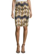 Gf Ferre Printed Pencil Skirt, Black/multi, Women's,