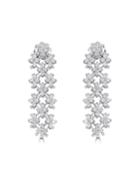 18k White Gold Cascading Flower Diamond Earrings