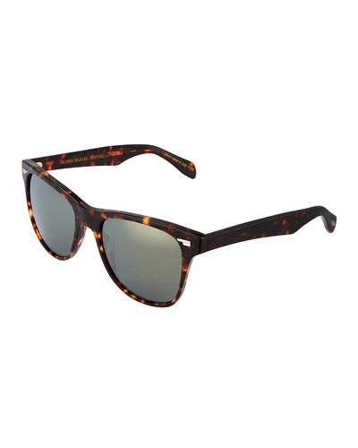 Lou Square Havana Polarized Sunglasses, Brown