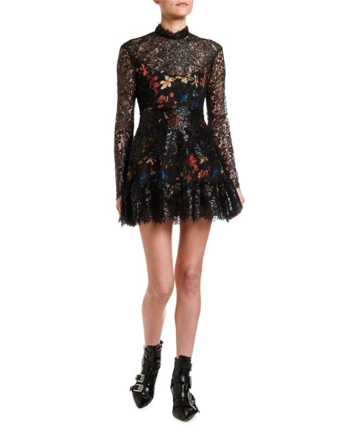 Metallic Lace Overlay Dress