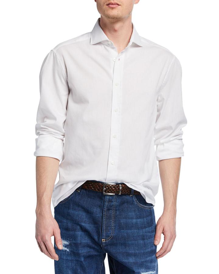 Men's Long-sleeve Melange Canvas