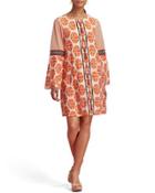 Long-sleeve Ikat-print Dress