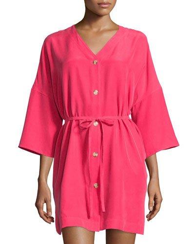 Cosmo Button-front Belted Dress, Rosetta