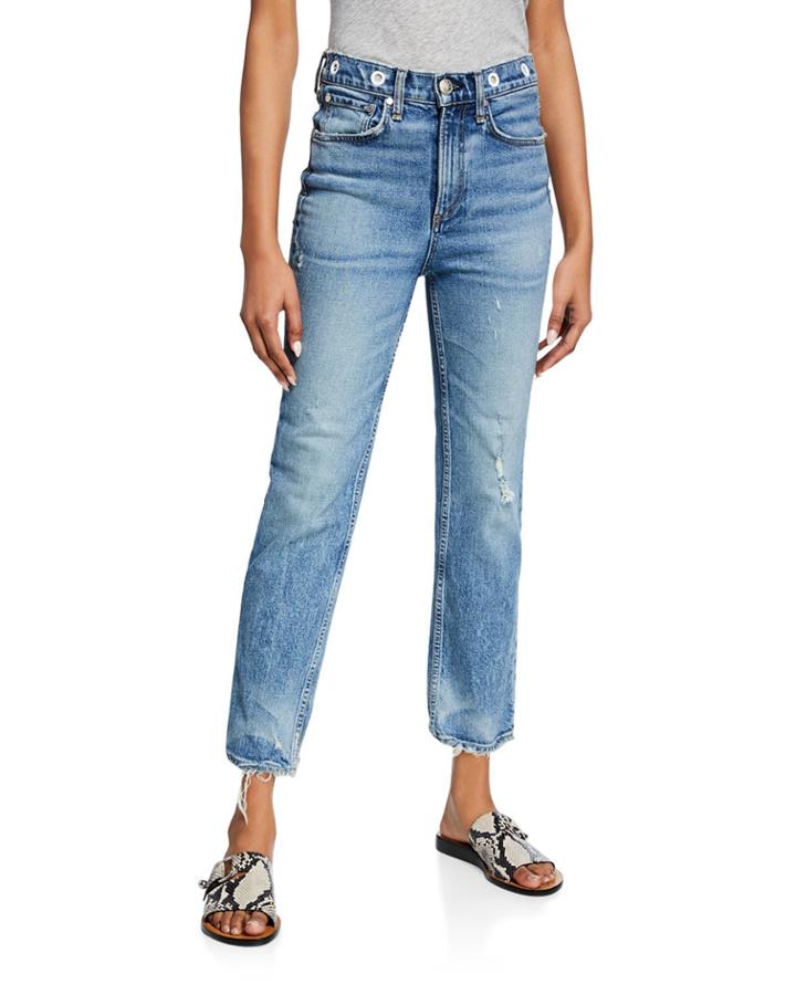 Maya High-rise Ankle Straight Jeans W/ Grommets
