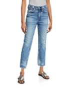 Maya High-rise Ankle Straight Jeans W/ Grommets