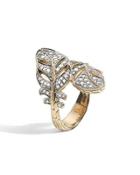 18k Diamond Feather Bypass Ring, 0.73tcw,