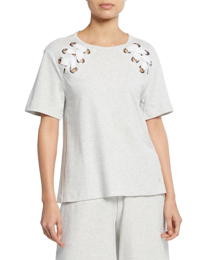 Plus Size Short-sleeve Cotton Interlock Swing Top W/