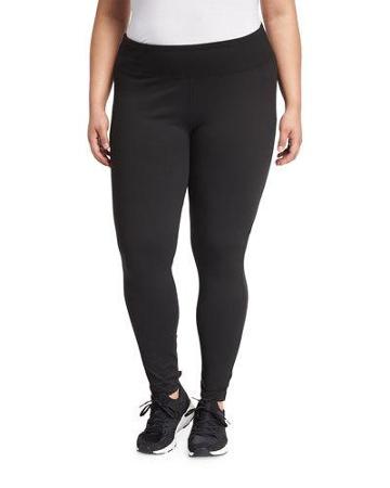 Flat-waist Performance Leggings, Black