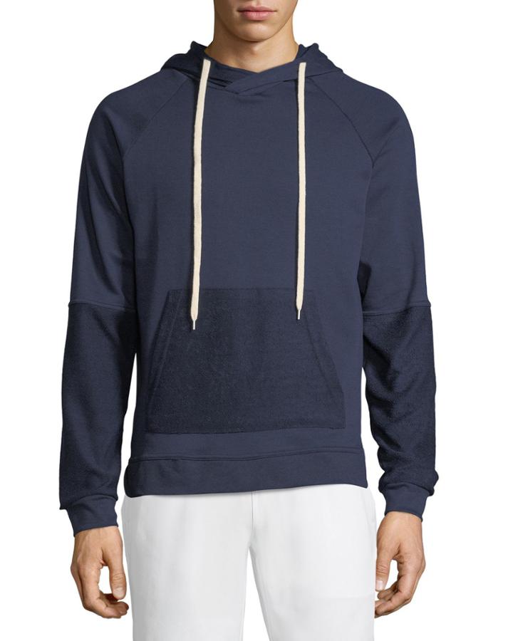 Reverse-panel Pullover Hoodie
